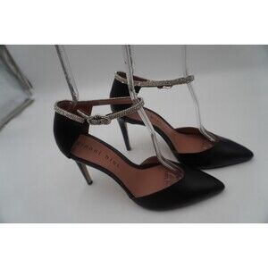 Gianni Bini Jesika Leather Rhinestones Bling Ankle Strap Stiletto Heel Size 11 M
